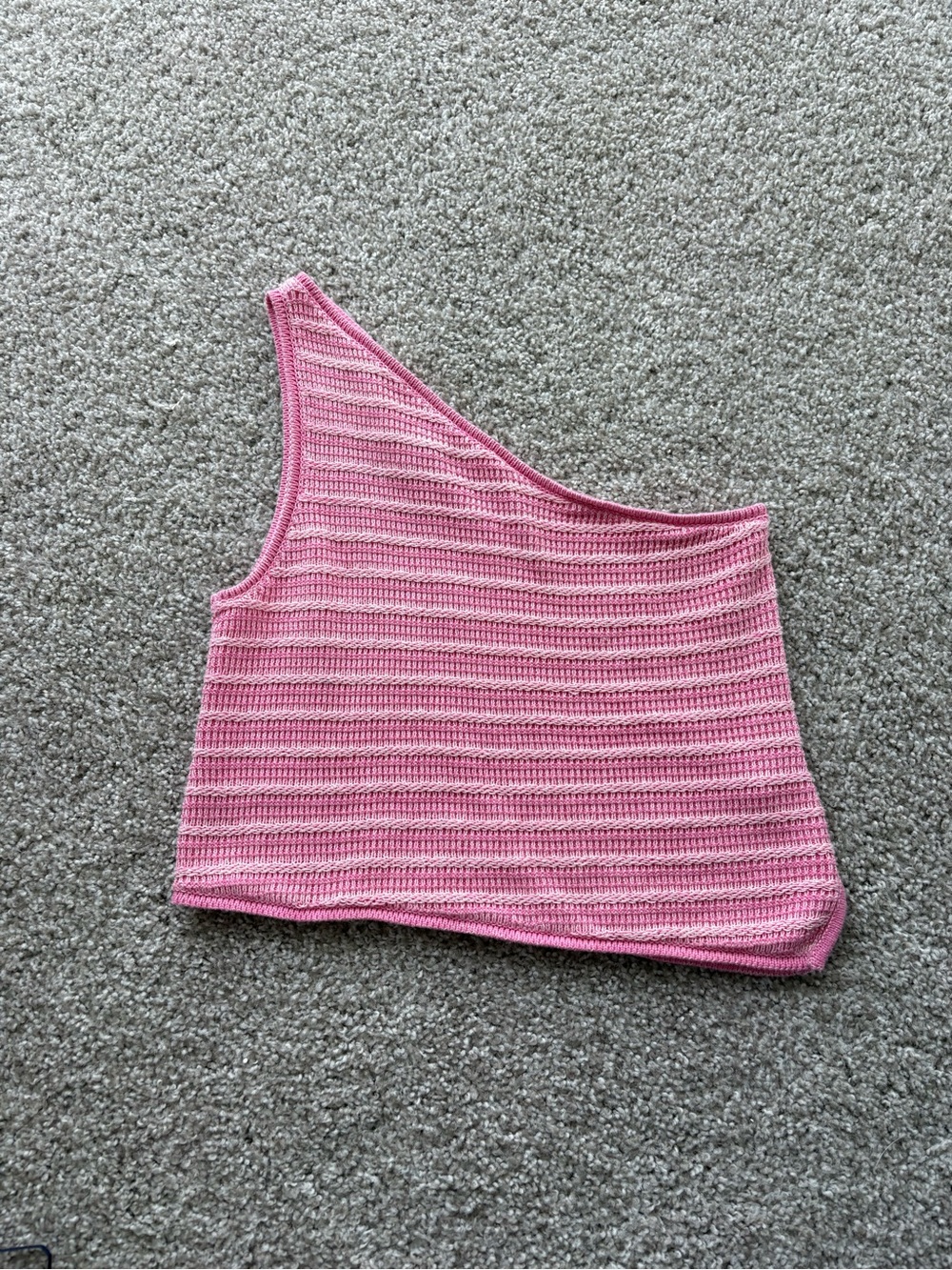American Eagle Outfitters Pink Asymmetrical One-Shoulder Knit Crop Top
